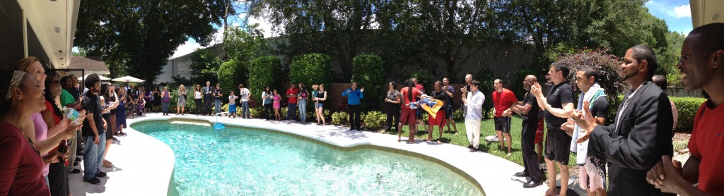 Orlando ICC celebrating around the water after three amazing baptisms!