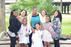 Toni Farquharson with her three daughters and the sisters that helped make her into a disciple!