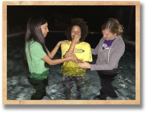 JACKIE FERNANDES HAPPILY ENTERS THE  WATERS OF BAPTISM NOT CARING HOW COLD THE POOL WAS!